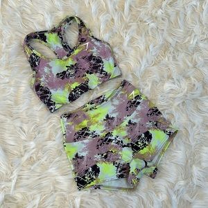 Gymshark Set Tie Dye Sports Bra and Training Short Shorts Size Small NWOT